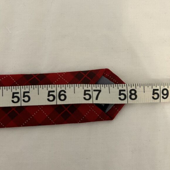Puccini Men's Necktie Classic Designer Hand Made Red Diamond Plaid tie - Picture 5 of 6